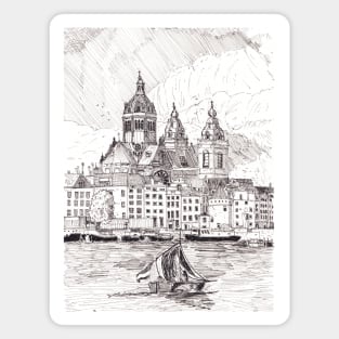 Saint Nicholas Basilica Cathedral Amsterdam City Netherlands Travel Art Magnet